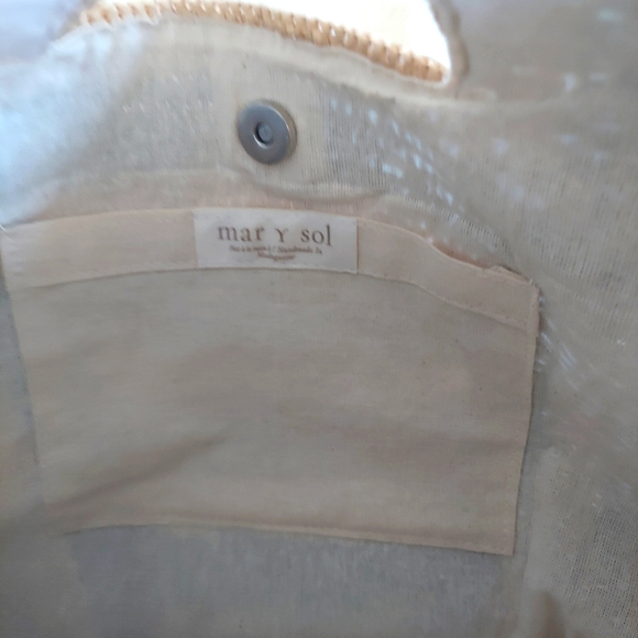 NWT Mar Y Sol Cabana Stripe Straw Hand Made Carry All Tote Bag - Picture 10 of 12